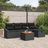 Image de vidaXL Ensemble de canapé de jardin 6 pc Noir polyrotin
