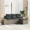 Image de vidaXL Ensemble de canapé de jardin avec coussin 4 pcs Gris Poly rotin
