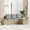 Image de vidaXL Ensemble de canapé de jardin 4 pc Beige polyrotin