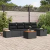 Image de vidaXL Ensemble de canapé de jardin avec coussin 6 pcs Noir polyrotin