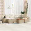 Image de vidaXL Ensemble de canapé de jardin 7 pc Beige polyrotin