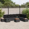 Image de vidaXL Ensemble de canapé de jardin avec coussin 9 pcs Noir polyrotin