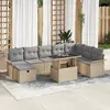 Image de vidaXL Ensemble de canapé de jardin 9 pc Beige polyrotin