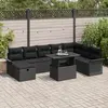 Image de vidaXL Ensemble de canapé de jardin avec coussin 9 pcs Noir Poly rotin
