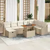 Image de vidaXL Ensemble de canapé de jardin avec coussin 9 pcs Beige polyrotin