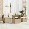 Image de vidaXL Ensemble de canapé de jardin 6 pc Beige polyrotin