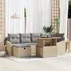 Image de vidaXL Ensemble de canapé de jardin 7 pc Beige polyrotin
