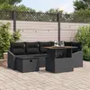 Image de vidaXL Ensemble de canapé de jardin avec coussin 7 pcs Noir polyrotin