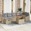Image de vidaXL Ensemble de canapé de jardin 8 pc Beige polyrotin