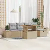 Image de vidaXL Ensemble de canapé de jardin 6 pc Beige polyrotin