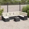 Image de vidaXL Ensemble de canapé de jardin avec coussin 9 pcs Noir Poly rotin