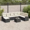 Image de vidaXL Ensemble de canapé de jardin avec coussin 9 pcs Noir Poly rotin