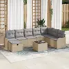Image de vidaXL Ensemble de canapé de jardin 9 pc Beige polyrotin