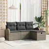 Image de vidaXL Ensemble de canapé de jardin avec coussin 4 pcs Gris Poly rotin