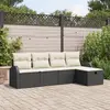 Image de vidaXL Ensemble de canapé de jardin avec coussin 5 pcs Noir Poly rotin