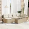 Image de vidaXL Ensemble de canapé de jardin 7 pcs Beige Poly rotin