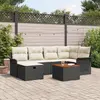Image de vidaXL Ensemble de canapé de jardin avec coussin 7 pcs Noir Poly rotin