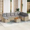 Image de vidaXL Ensemble de canapé de jardin 9 pc Beige Poly rotin