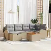 Image de vidaXL Ensemble de canapé de jardin 7 pc Beige Poly rotin