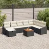Image de vidaXL Ensemble de canapé de jardin avec coussin 9 pcs Noir Poly rotin
