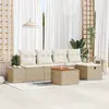 Image de vidaXL Ensemble de canapé de jardin 6 pcs Beige Poly rotin