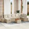 Image de vidaXL Ensemble de canapé de jardin 8 pc Beige Poly rotin