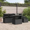 Image de vidaXL Ensemble de canapé de jardin avec coussin 6 pcs Noir Poly rotin