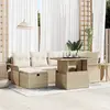 Image de vidaXL Ensemble de canapé de jardin 7 pcs Beige Poly rotin