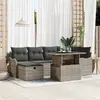 Image de vidaXL Ensemble de canapé de jardin avec coussin 7 pcs Gris Poly rotin