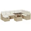 Image de vidaXL Ensemble de canapé de jardin 9 pcs Beige Poly rotin, Salon d'extérieur modulable pour jardin et terrasse, mobilier résistant aux intempéries, table réglable