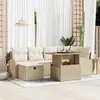 Image de vidaXL Ensemble de canapé de jardin 7 pc Beige polyrotin
