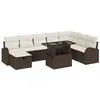Image de vidaXL Ensemble de canapé de jardin 9 pcs Marron Poly rotin, Canapé de jardin et terrasse, mobilier modulable léger, matériaux résistants aux UV, rangements pratiques