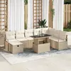Image de vidaXL Ensemble de canapé de jardin 9 pcs Beige Poly rotin