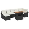 Image de vidaXL Ensemble de canapé de jardin 8 pcs Noir polyrotin, Ensemble de mobilier d'extérieur modulable, canapé en acacia léger, table de jardin réglable, sièges confortables