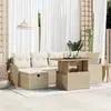 Image de vidaXL Ensemble de canapé de jardin 7 pcs Beige polyrotin