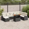 Image de vidaXL Ensemble de canapé de jardin avec coussin 9 pcs Noir polyrotin