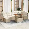 Image de vidaXL Ensemble de canapé de jardin 8 pcs Beige polyrotin