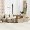 Image de vidaXL Ensemble de canapé de jardin 7 pcs Beige polyrotin