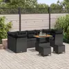 Image de vidaXL Ensemble de canapé de jardin 10 pcs Noir polyrotin