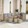 Image de vidaXL Ensemble de canapé de jardin 8 pc Beige polyrotin