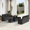 Image de vidaXL Ensemble de canapé de jardin 9 pcs Noir polyrotin