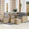 Image de vidaXL Ensemble de canapé de jardin 8 pc Beige polyrotin