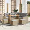 Image de vidaXL Ensemble de canapé de jardin 9 pc Beige polyrotin