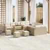 Image de vidaXL Ensemble de canapé de jardin 14 pcs Beige polyrotin