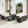 Image de vidaXL Ensemble de canapé de jardin avec coussin 9 pcs Noir polyrotin