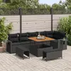 Image de vidaXL Ensemble de canapé de jardin 9 pcs Noir polyrotin