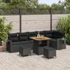Image de vidaXL Ensemble de canapé de jardin 9 pc Noir polyrotin