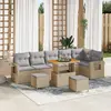 Image de vidaXL Ensemble de canapé de jardin 9 pc Beige polyrotin