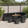 Image de vidaXL Ensemble de canapé de jardin 10 pc Noir polyrotin
