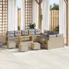 Image de vidaXL Ensemble de canapé de jardin 14 pcs Beige polyrotin